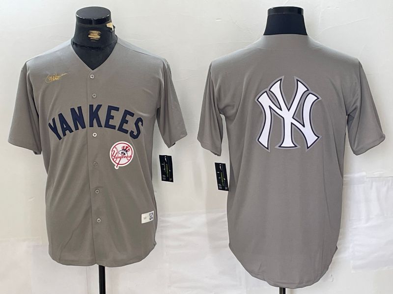 Men New York Yankees Blank Grey Throwback Nike Game 2024 MLB Jersey style 17->new york yankees->MLB Jersey